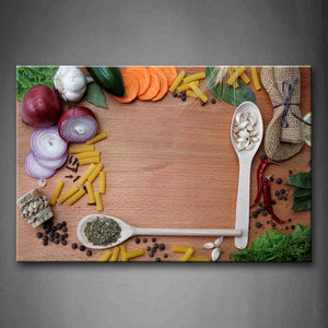 Macaroni Onion And Spice Put Well In Table Wall Art Painting Pictures Print On Canvas Food The Picture For Home Modern Decoration 