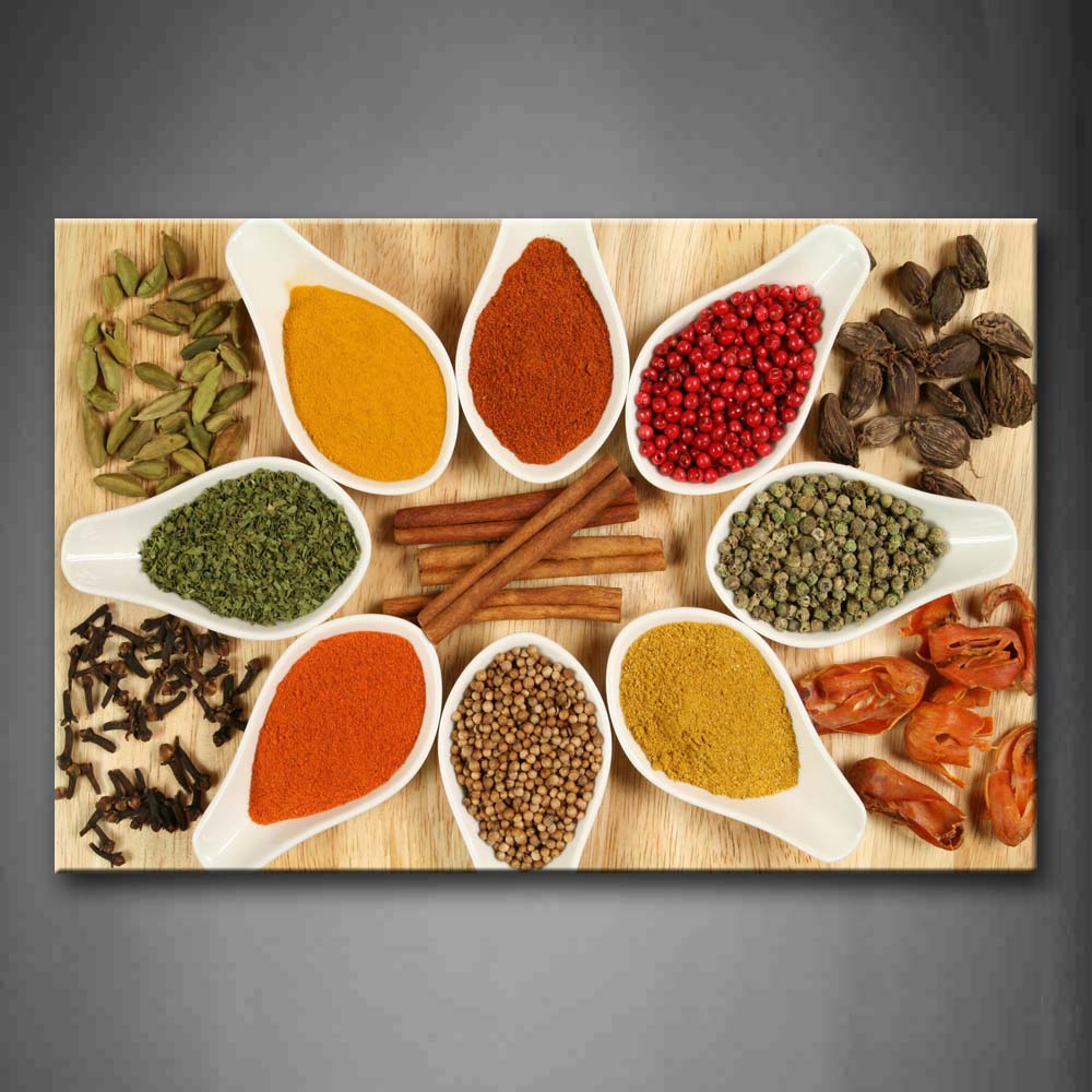 Ginger Power In White Power With Other Spice Put Int Table In A Nice Shape Wall Art Painting Pictures Print On Canvas Food The Picture For Home Modern Decoration 