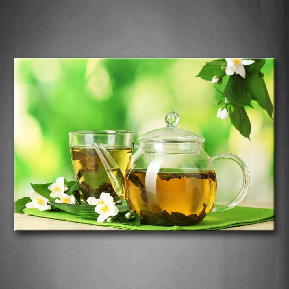 Tea In Teapot With White Flower Wall Art Painting The Picture Print On Canvas Food Pictures For Home Decor Decoration Gift 