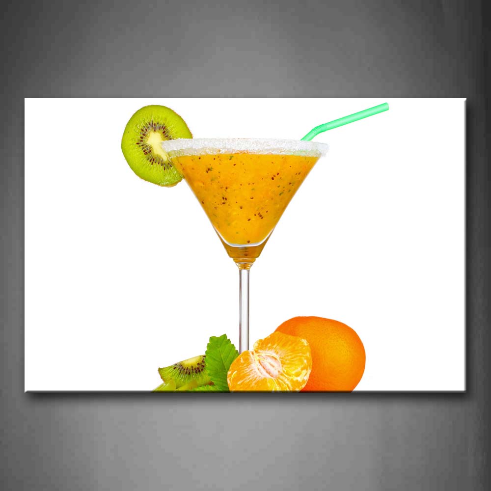 Yellow Cocktail In Glass With Kiwi Orange Wall Art Painting Pictures Print On Canvas Food The Picture For Home Modern Decoration 