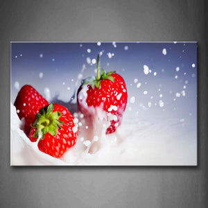 Strawberry With Splash Milk Wall Art Painting The Picture Print On Canvas Food Pictures For Home Decor Decoration Gift 