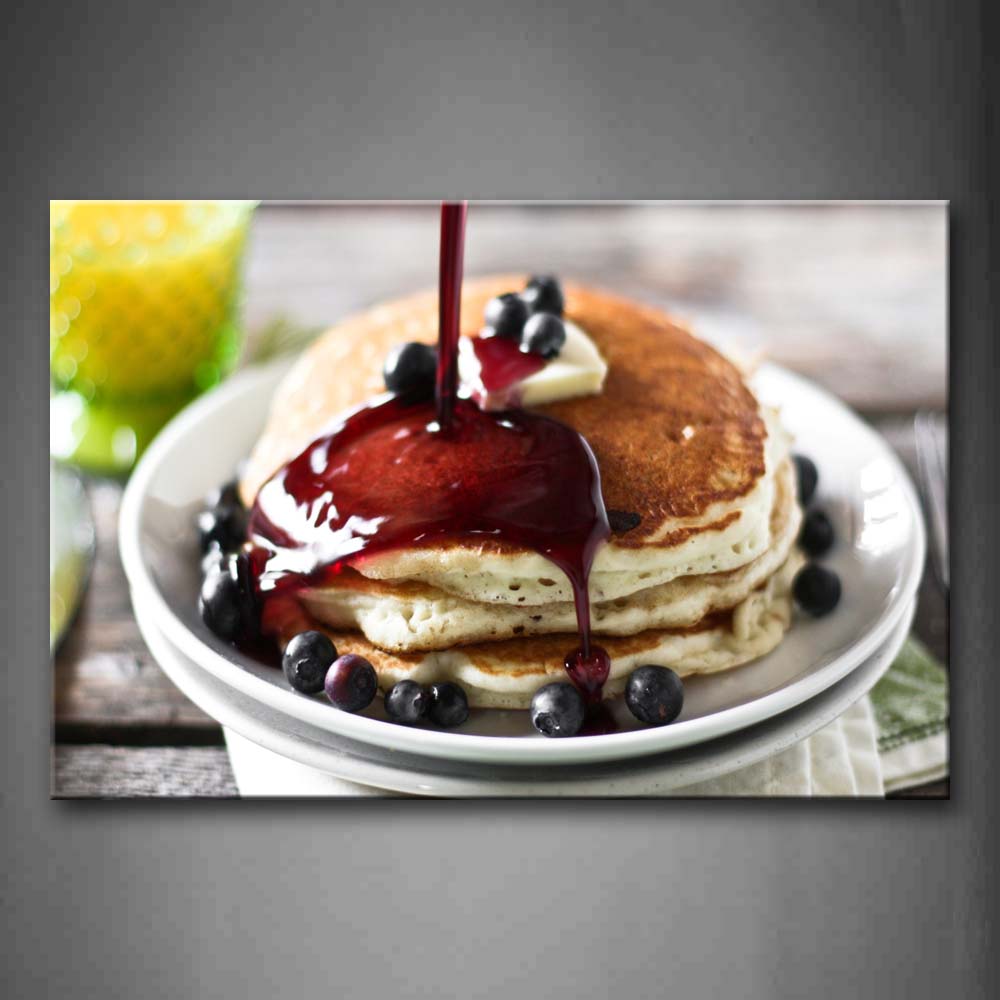 Pancake With Fruit Jam And Blueberry Wall Art Painting Pictures Print On Canvas Food The Picture For Home Modern Decoration 