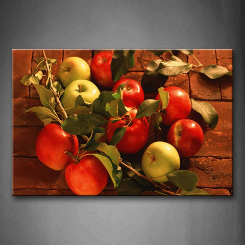 Red And Green Apple With Leaf Wall Art Painting Pictures Print On Canvas Food The Picture For Home Modern Decoration 