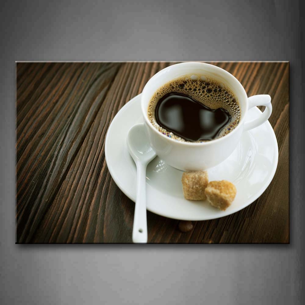 Coffee In White Cup With Cake  Wall Art Painting Pictures Print On Canvas Food The Picture For Home Modern Decoration 