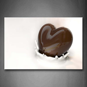 Chocolate Heart Shape With Milk Wall Art Painting The Picture Print On Canvas Food Pictures For Home Decor Decoration Gift 