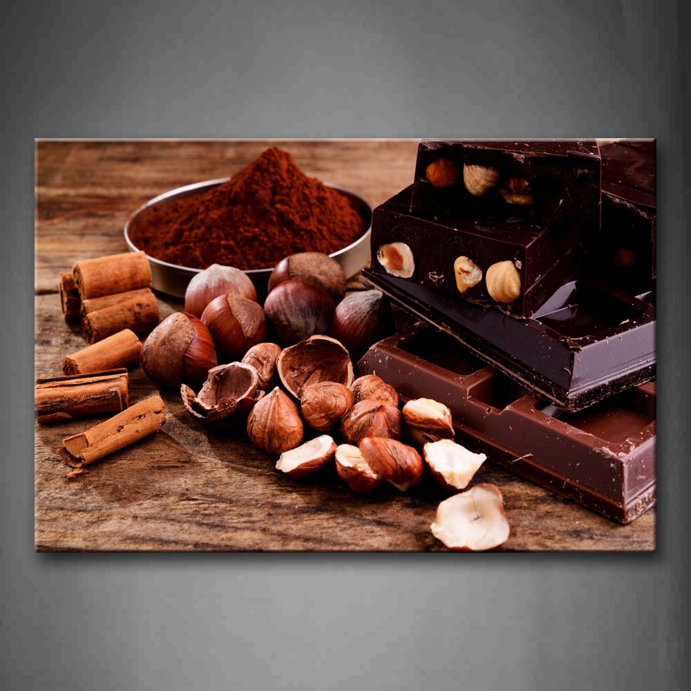 Brown Chocolate With Nut And Herb Wall Art Painting The Picture Print On Canvas Food Pictures For Home Decor Decoration Gift 