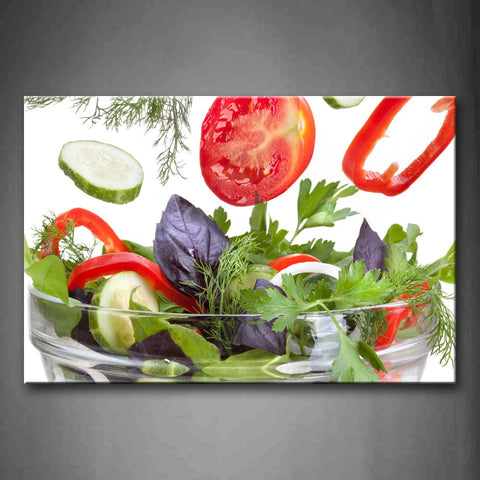 Salad With Various Vegetable In Bowl Wall Art Painting The Picture Print On Canvas Food Pictures For Home Decor Decoration Gift 