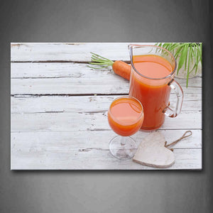 Red Carrot And Juice In Glass Wall Art Painting Pictures Print On Canvas Food The Picture For Home Modern Decoration 