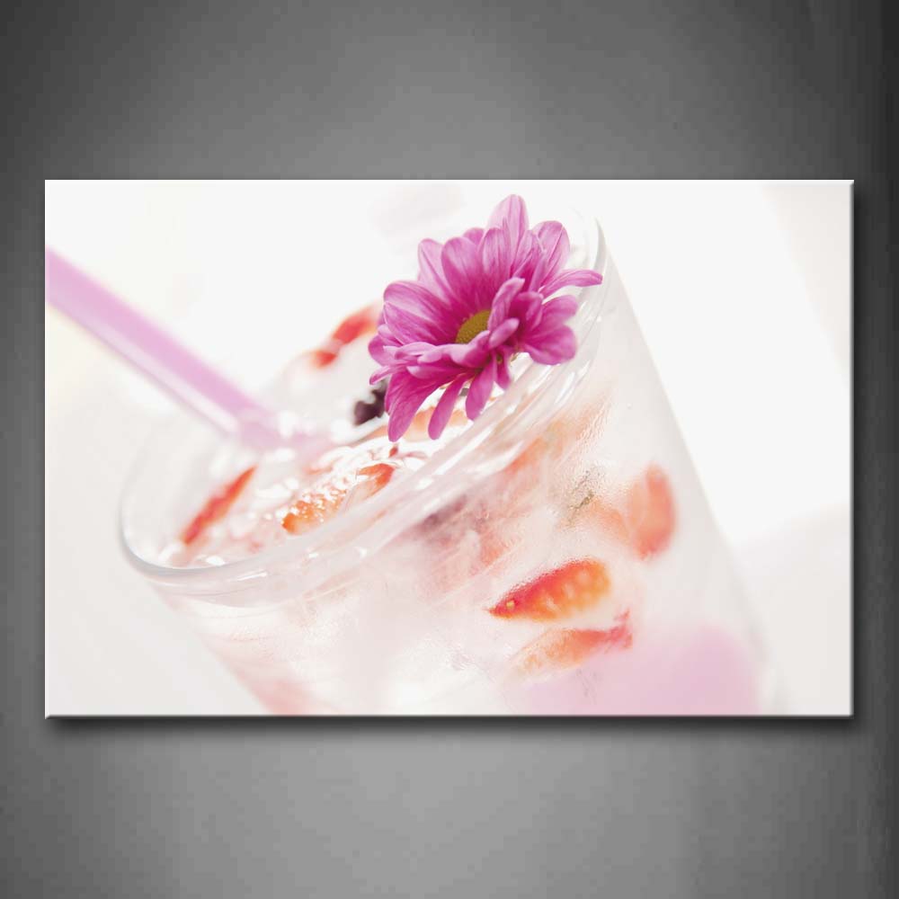 Cocktail With Pink Flower In Glass Wall Art Painting The Picture Print On Canvas Food Pictures For Home Decor Decoration Gift 