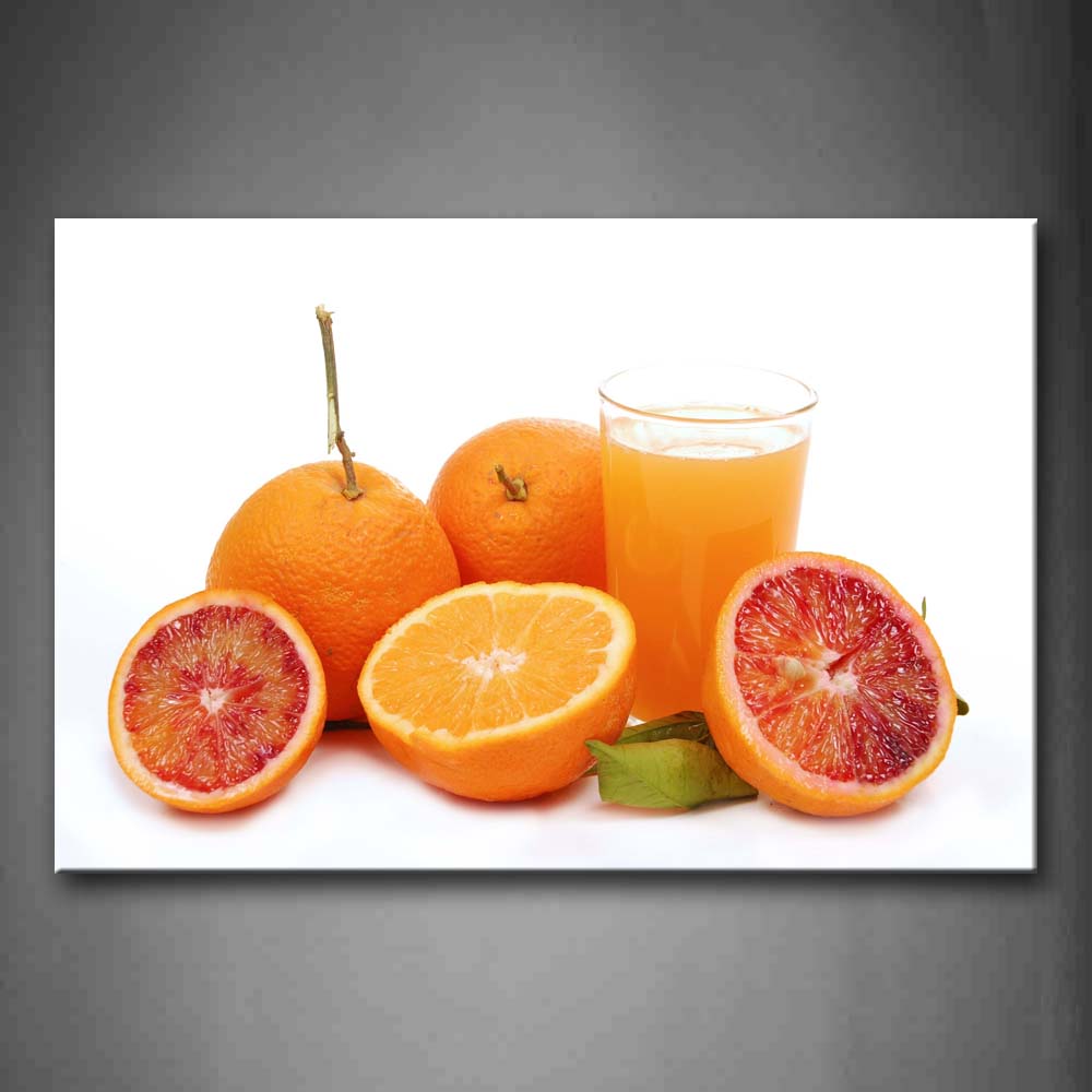 Various Orange With Juice Wall Art Painting Pictures Print On Canvas Food The Picture For Home Modern Decoration 