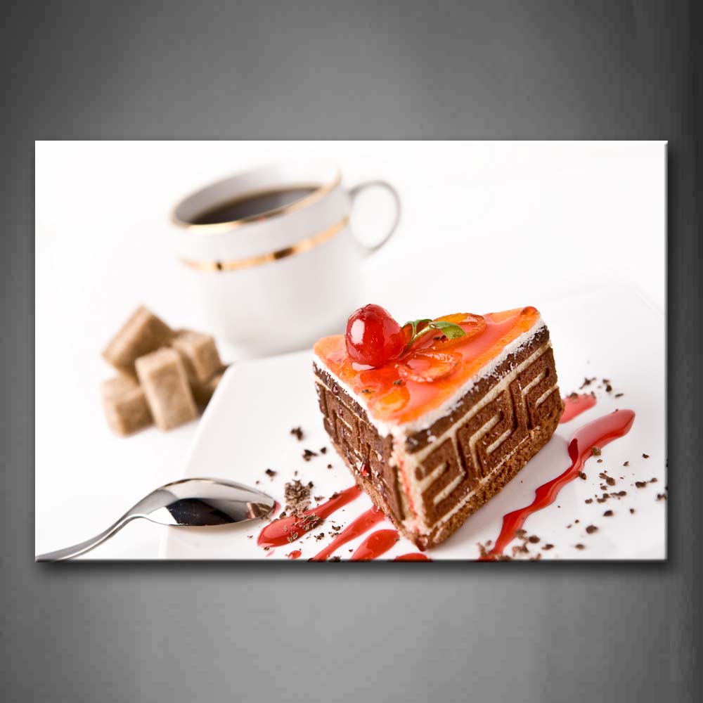 Cake With Jam And Cherry Coffee Wall Art Painting The Picture Print On Canvas Food Pictures For Home Decor Decoration Gift 