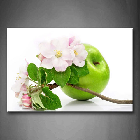 Green Apple With White Flower Wall Art Painting Pictures Print On Canvas Food The Picture For Home Modern Decoration 