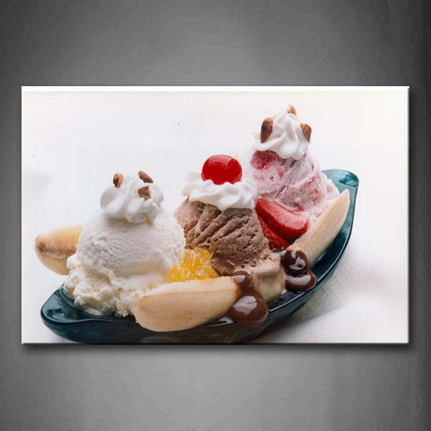 Banana Split With Colorful Cream Cherry Wall Art Painting The Picture Print On Canvas Food Pictures For Home Decor Decoration Gift 