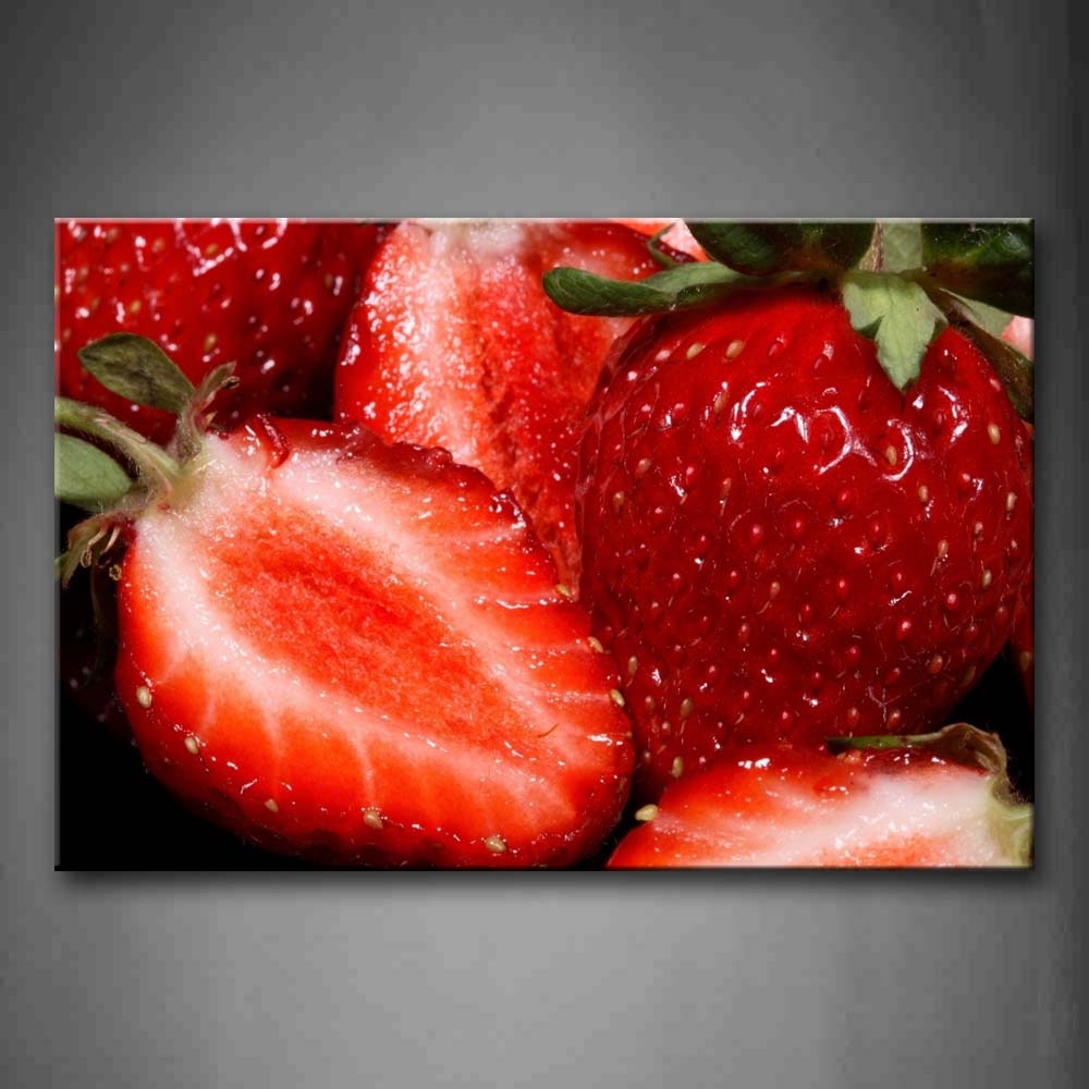 Red Fresh Strawberry With Leaf Wall Art Painting Pictures Print On Canvas Food The Picture For Home Modern Decoration 