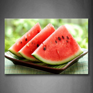 Red Watermelon With Black Seed In Plate Wall Art Painting Pictures Print On Canvas Food The Picture For Home Modern Decoration 