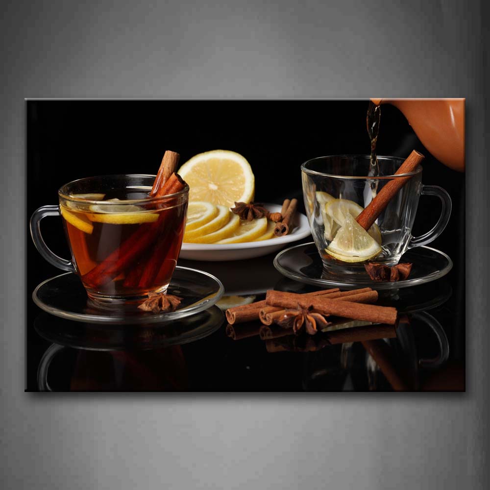 Brown Tea With Herb And Lemon Wall Art Painting The Picture Print On Canvas Food Pictures For Home Decor Decoration Gift 