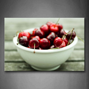 Red Cherry In White Bowl Wall Art Painting Pictures Print On Canvas Food The Picture For Home Modern Decoration 