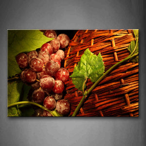 Purple Grapes With Leaf And Basket Wall Art Painting Pictures Print On Canvas Food The Picture For Home Modern Decoration 