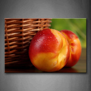 Fresh Peach With Water And Basket Wall Art Painting The Picture Print On Canvas Food Pictures For Home Decor Decoration Gift 