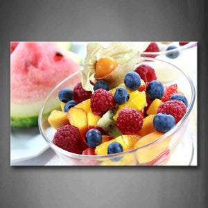 Colorful Various Fruit In Bowl Wall Art Painting Pictures Print On Canvas Food The Picture For Home Modern Decoration 