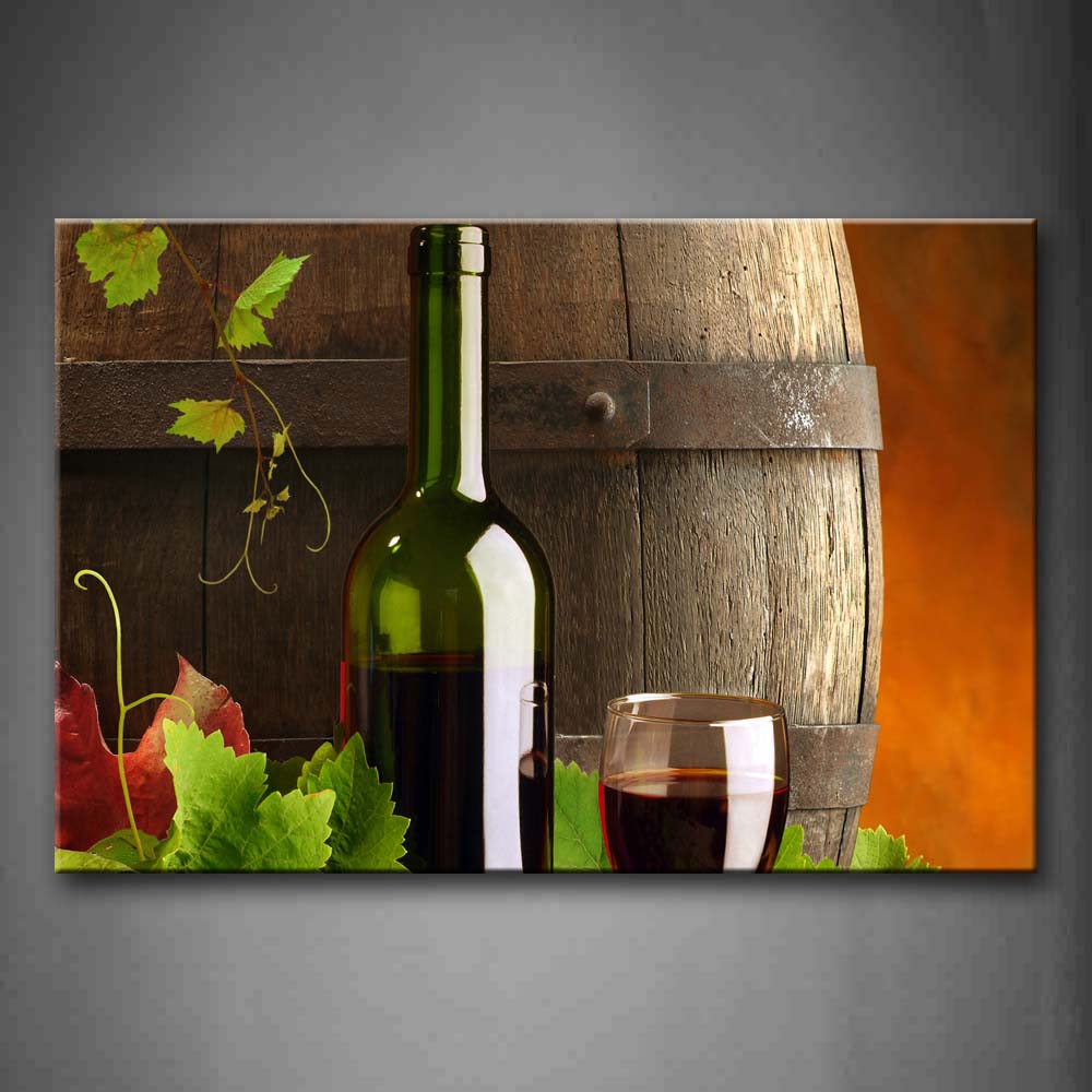 Grape Wine In Bottle With Green Leaf Wall Art Painting The Picture Print On Canvas Food Pictures For Home Decor Decoration Gift 