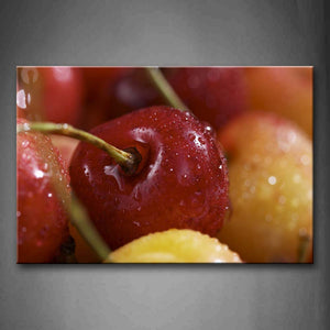 Some Cherries With Drop Of Water. Wall Art Painting The Picture Print On Canvas Food Pictures For Home Decor Decoration Gift 