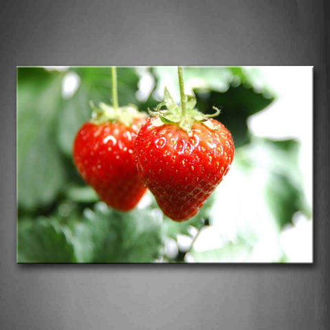 Two Light Strawberries. Wall Art Painting The Picture Print On Canvas Food Pictures For Home Decor Decoration Gift 