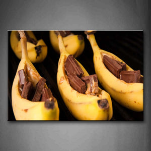 Yellow Orange Chocolate In The Bananas. Wall Art Painting Pictures Print On Canvas Food The Picture For Home Modern Decoration 
