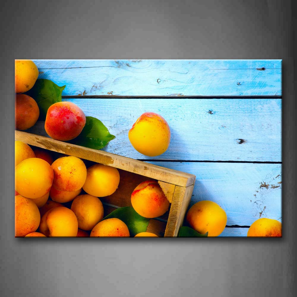 Peaches In The Wooden Box. Wall Art Painting The Picture Print On Canvas Food Pictures For Home Decor Decoration Gift 