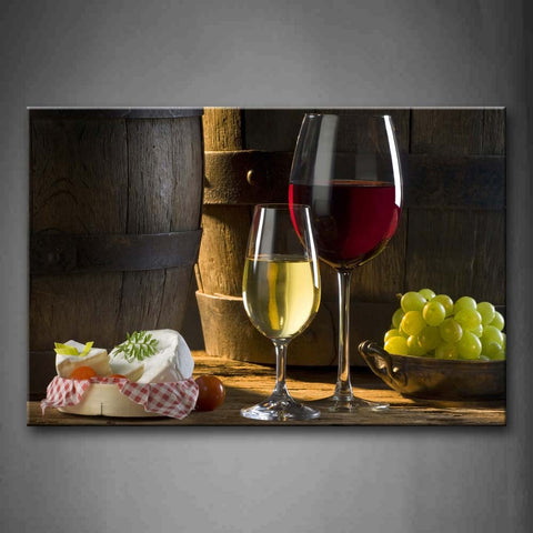 Wine And Cake With Grapes. Wall Art Painting Pictures Print On Canvas Food The Picture For Home Modern Decoration 