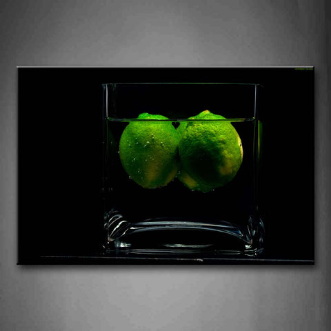 Two Limes In The Cup With Water. Wall Art Painting Pictures Print On Canvas Food The Picture For Home Modern Decoration 