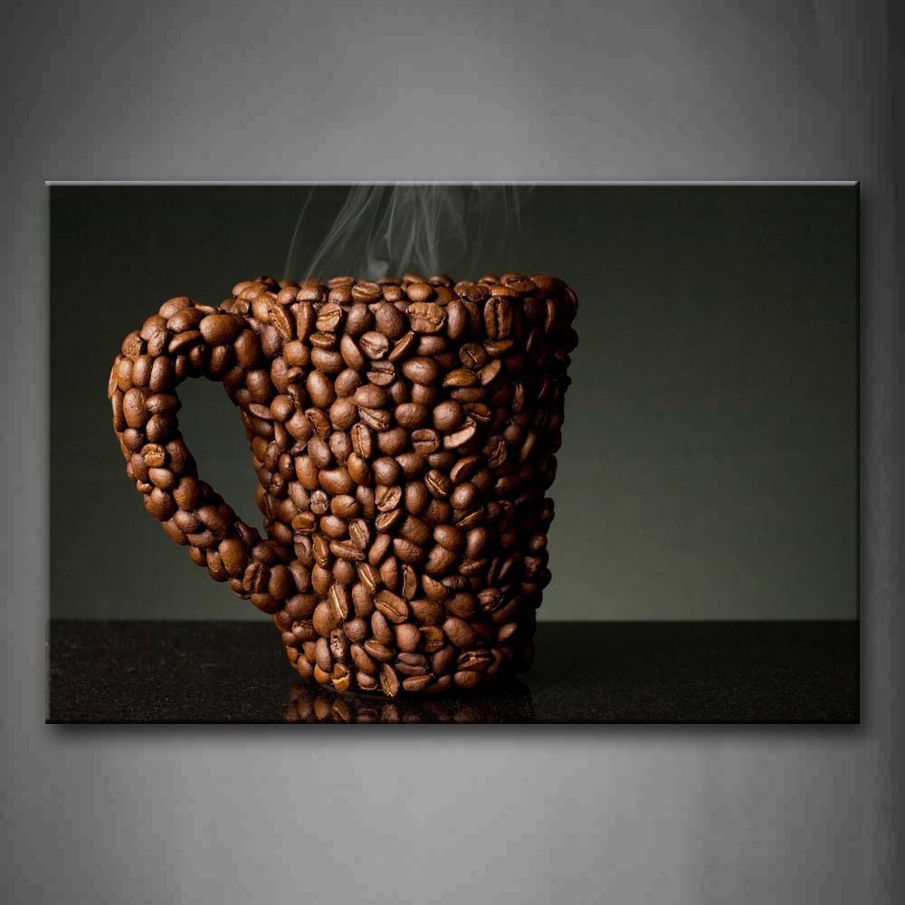 Brown Fantasy Coffee Cup With Coffee Beans. Wall Art Painting Pictures Print On Canvas Food The Picture For Home Modern Decoration 