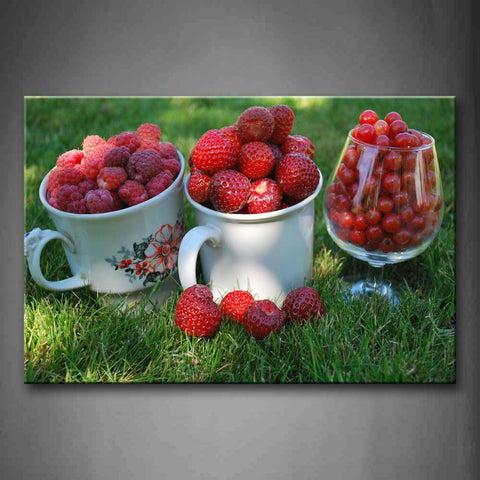 Red Raspberries And Strawberries With Berries. Wall Art Painting The Picture Print On Canvas Food Pictures For Home Decor Decoration Gift 