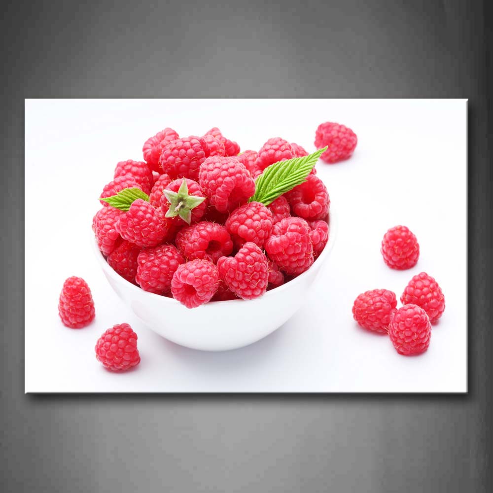 Red Some Raspberries In The Bowl. Wall Art Painting The Picture Print On Canvas Food Pictures For Home Decor Decoration Gift 