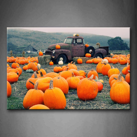 Lots Of Pumpkin With Car. Wall Art Painting The Picture Print On Canvas Food Pictures For Home Decor Decoration Gift 