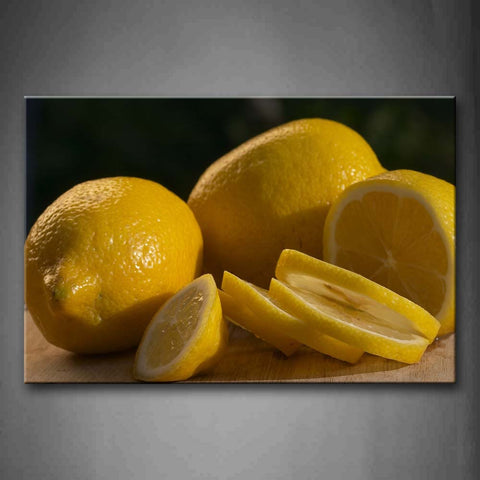 Some Lemons And Its Pieces. Wall Art Painting Pictures Print On Canvas Food The Picture For Home Modern Decoration 