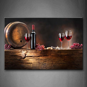 Brown Wine With Grapes And Barrel. Wall Art Painting The Picture Print On Canvas Food Pictures For Home Decor Decoration Gift 