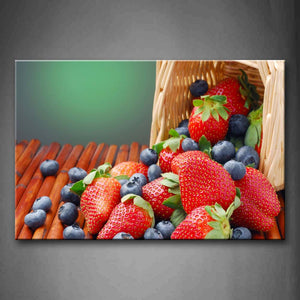 Strawberries And Blueberries In The Basket. Wall Art Painting Pictures Print On Canvas Food The Picture For Home Modern Decoration 