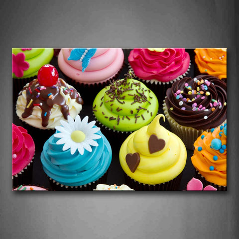 Various And Colourful Cupcakes. Wall Art Painting The Picture Print On Canvas Food Pictures For Home Decor Decoration Gift 