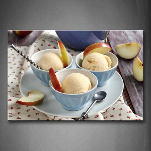 Ice Cream And Some Apple Pieces. Wall Art Painting Pictures Print On Canvas Food The Picture For Home Modern Decoration 