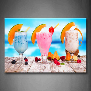 Colourful Cocktail With Berries. Wall Art Painting Pictures Print On Canvas Food The Picture For Home Modern Decoration 