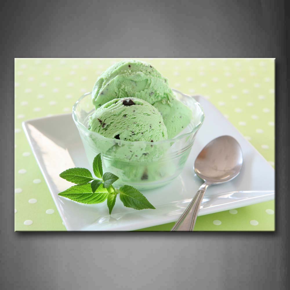 Green Ice Cream With The Disk And Scoop Wall Art Painting The Picture Print On Canvas Food Pictures For Home Decor Decoration Gift 