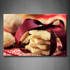 Starlike Cookies With Ribbon Wall Art Painting Pictures Print On Canvas Food The Picture For Home Modern Decoration 