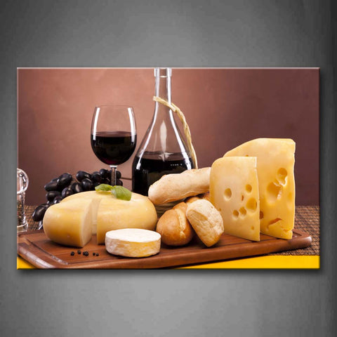 Cheese And Bread With Wine Wall Art Painting Pictures Print On Canvas Food The Picture For Home Modern Decoration 