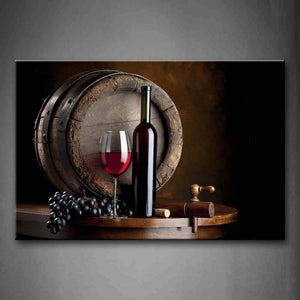 Wine And Fruit With Glass And Barrel Wall Art Painting Pictures Print On Canvas Food The Picture For Home Modern Decoration 