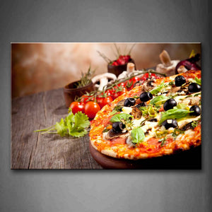 Pizza With Tomatoes And Cup Leaves Wall Art Painting Pictures Print On Canvas Food The Picture For Home Modern Decoration 