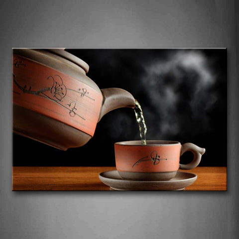 Tea With Cups And Teapot Wall Art Painting The Picture Print On Canvas Food Pictures For Home Decor Decoration Gift 