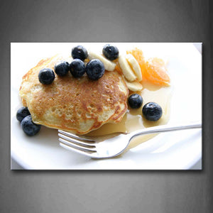 Pancake With Oranges And Blueberries Bananas Butter Wall Art Painting Pictures Print On Canvas Food The Picture For Home Modern Decoration 