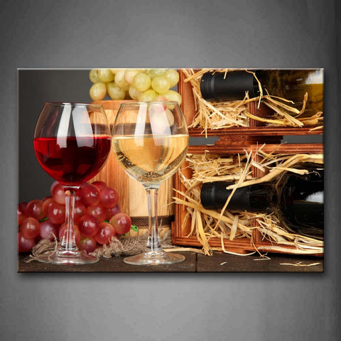 Wine In The Glasses And Grapes Wall Art Painting Pictures Print On Canvas Food The Picture For Home Modern Decoration 