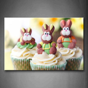 Candy Like Bunny On The White Cupcake Wall Art Painting The Picture Print On Canvas Food Pictures For Home Decor Decoration Gift 